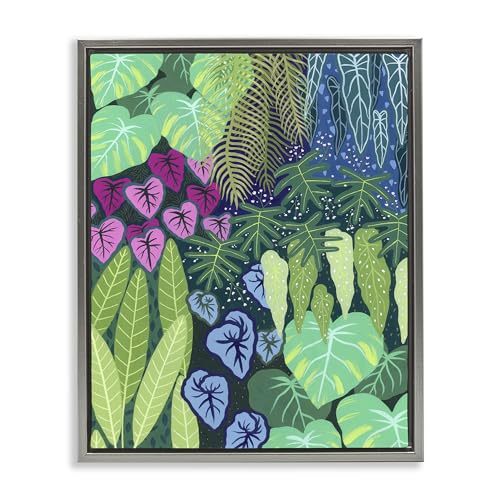 Stupell Industries Cloud Forest Tropical Jungle Gray Framed Floater Canvas Wall…