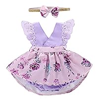 OBEEII Little Big Sister Newborn Baby Toddler Girl Summer Flower Romper Dress Headband Clothes Outfits Family Matching Little Sister 6-12 Months