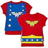Wonder Woman  Girls Cape Costume Tee Shirt, Small / 6X