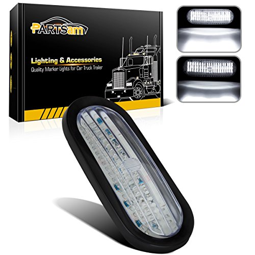 Partsam Super Bright 60LED White 6" Oval Stop Backup Reverse Turn Tail Light w/ Grommet Mount 12V for Trailer Truck Boat - Thumbnail 7