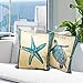 Beach Throw Pillows| Decorative Throw Pillow Covers, 2 Pack 18 x 18 Inch| Coastal Beach Decor Couch Pillows with Starfish & Sea Turtle Theme