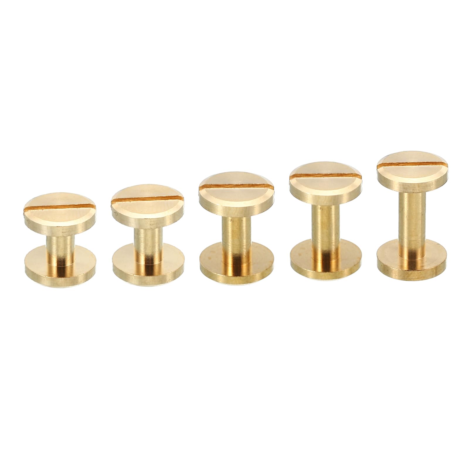 PATIKIL 50 Sets Chicago Screws, M4 Chicago Screw Slotted Binding Post Screw Bolts Rivets Brass Fasteners Connectors for Leather Belt Scrapbook Photo Albums,4mm,6mm,8mm,10mm,12 mm