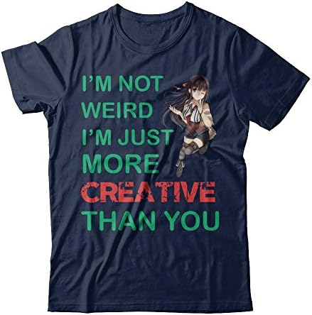 HobberryShirt Funny Anime T-Shirt I’m Not Weird I’m Just More Creative Than You (5X-Large, Navy)