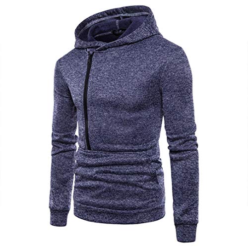 Sweatshirt for Mens,Realdo Men's Solid Long Sleeve Zipper Hoodie Casual Cotton Blend Top Tee(X-Large,Navy)