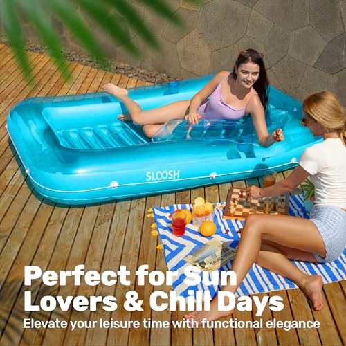 Sloosh Gonflable mats 178 x 116 cm pour Piscine, Bain de Soleil pour Adultes, Flotteur de Piscine, Matelas Gonflable pour Adultes, divertissements d'été, fête Aquatique (Fleur Violette)