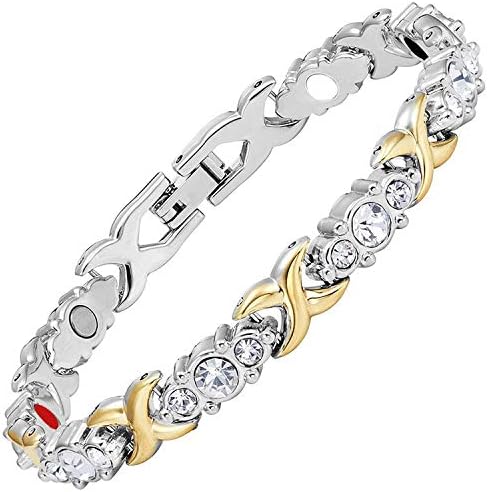 Ladies Magnetic Therapy Bracelet All Sizes Arthritis Bracelet Magnetic Wristband Energy Bracelet Germanium Ion Bracelet Balance Wellbeing+Gift Box-CG4 (7 1/2 in/19 cm)