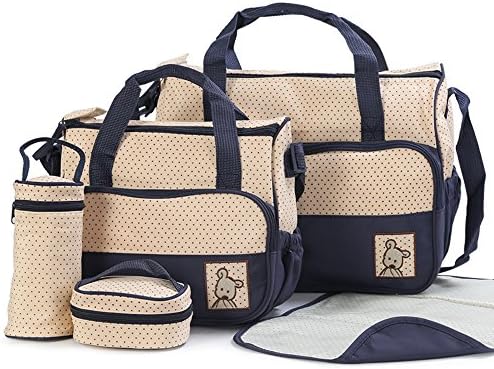 OBloved Diaper Bag Set with Changing Pad 5 Pieces,Mom Bag Set for Travel ,Tote Bag Organizer for Mom &amp; Dad,Perfect for Baby Shower Gift
