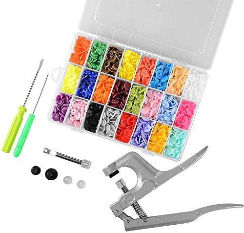 T5 Snaps and Snap Pliers Set and for Clothing, 360 Sets T5 Plastic Buttons for Sewing and Crafting - with Organizer Storage Container