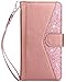 Galaxy Note 8 Case, Dailylux Note 8 Wallet Case Premium Soft PU Leather Closure Flip Case With 9 Card Slots and Detachable Wrist Lanyard Cover for Samsung Galaxy Note 8 2017-Bling Rose Gold