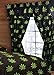 Pot Leaf Print Valance, Panels, & Tie Backs Curtain Drape Set Five Pieces