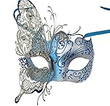 Masquerade Mask,Coxeer Butterfly Laser Cut Metal Mardi Gras Mask Party Mask for Women