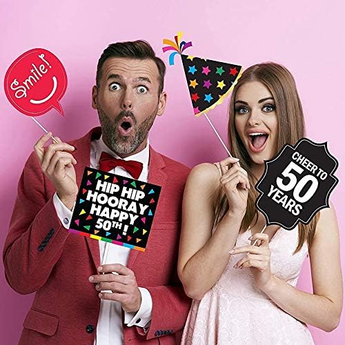 50th Birthday Photo Booth Party Props - 40 Pieces - Funny 50th Birthday Party Supplies, Decorations and Favors - Image 4