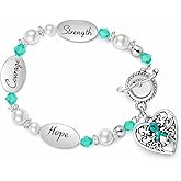 Teal Ribbon Awareness Bracelet for Sexual Assault, Rape, PTSD, Substance Abuse, Ovarian Cancer, Fragile X Syndrome, and Anxiety Disorder - Ideal for Awareness Campaigns and Events