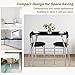 Tangkula 3 Piece Dining Set Modern Metal Frame Glass Top Table and 2 Chairs Set Home Kitchen Bistro Pub Breakfast Furniture, Black and Silver
