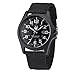 Watch,LANDFOX Mens Stainless Steel Military Sports Analog Quartz Watch Black