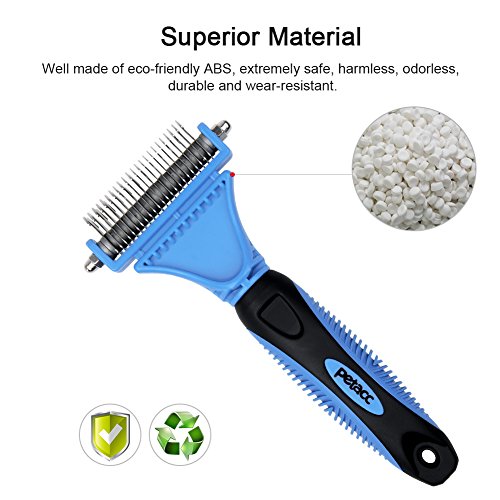 Petacc Useful Pet Dematting Comb Multi-functional Pet Grooming Brush Practical Pet Grooming Tool with 2 Sided Undercoat Rake, Suitable for Dogs and Cats, Blue