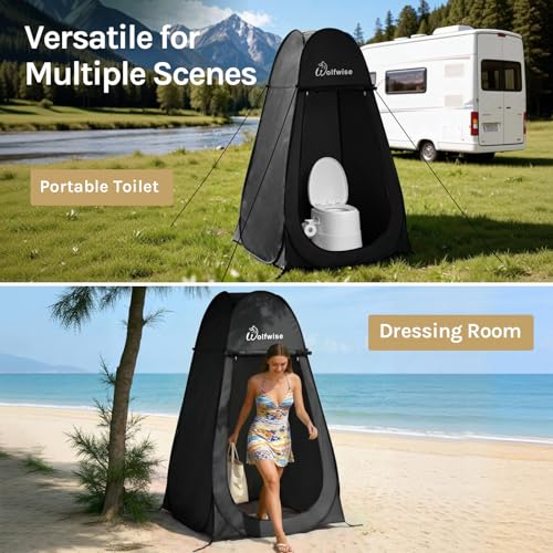 Wolfwise Pop Up Shower Tent, Portable Instant Changing Tent with Ventilation Window & Carry Bag, Privacy Bathroom Toilet for Beach, Camping & Outdoor, Width 47.2", Height 74.8", Blue