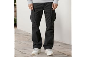 Men Workwear Casual Drawstring Multi Pocket Pants Comfort Fit for Outdoor Sports Hiking