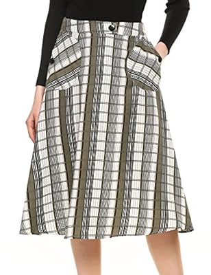 Beyove Women's High Waisted A line Skirt Skater Pleated Full Midi Skirt