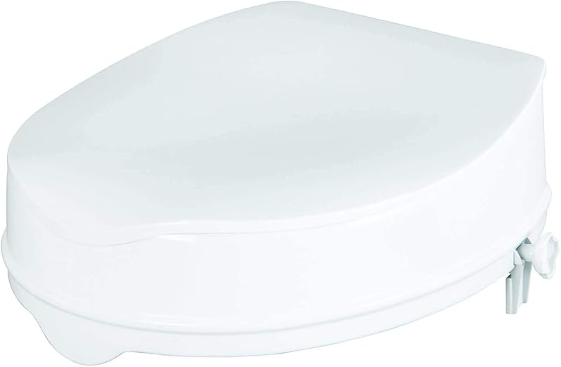 Homecraft Savanah Raised Toilet Seat 4" Elongated White Lid Lock Seat
