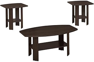 Monarch Specialties 7924P Table, 3pcs Set, Coffee, End, Side, Accent, Living Room, Laminate, Brown, Transitional Set-3Pcs Espresso, 35.5" L x 21.5" W x 16.25" H, Cappuccino