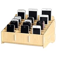 Loghot Wooden 24 Storage Compartments Multifunctional Storage Box for Cell Phones Holder Desk Supplies Organizer (Maple)