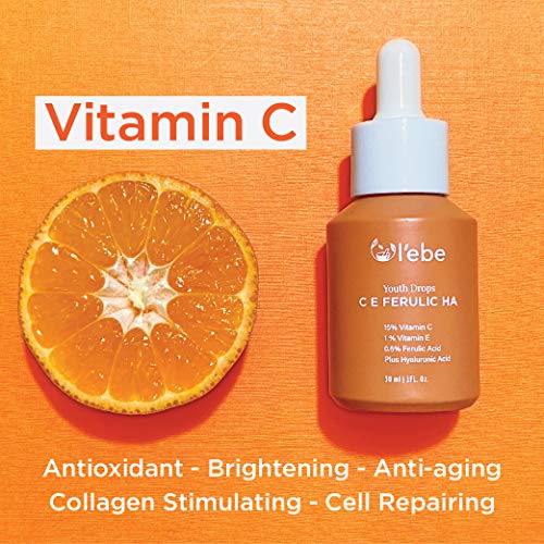 15 Pure Vitamin C + B E Ferulic Hyaluronic Acid Face Serum