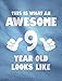 Tstars Awesome 9 Year Old Birthday Shirt - Fun Gift Tee for Boys or Girls Turning Nine - Youth Kids T-Shirt Medium Pink