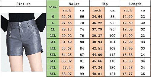 HAHAEMMA-Damen-Herbst-Winter-Leder-Shorts-Kunstleder-Hotpants-Hohe-Taille-Kurz-Mini-Hose