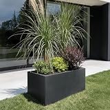 IDEALIST 60cm Large Trough Planter Dark Grey Fibrestone Drainage Holes L60 W30 view 3