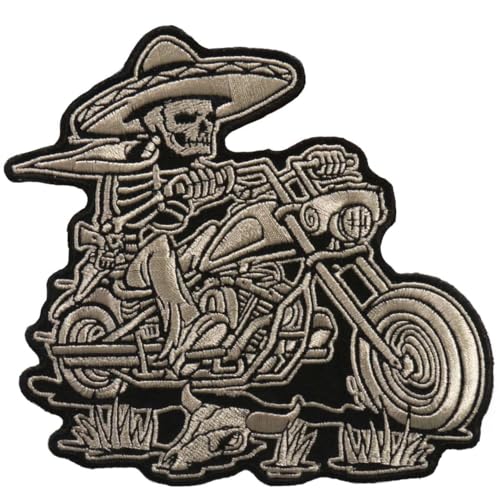Milwaukee Leather 5" x 5" Sombrero Skeleton Rider Patch - 5W X 5H
