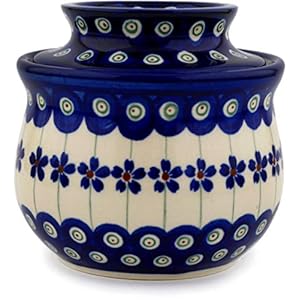 Bunzlauer Keramik Beurrier avec refroidissement par eau en céramique de Boleslawiec Motif 166a