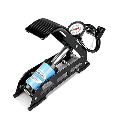 KAVID Single Barrel foot Operated Air Pump Heavy Duty all Metal Construction - Easy to Read Dial Pressure Gauge - Fully Fubberised Pump Shows PSI(0-100) Suitable For Cars;Motorcycles;Bicycles;Trailers;Sports Equipment. (Silver Color)