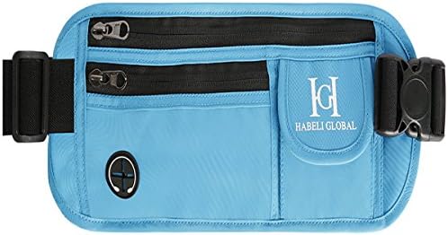 Premium Quality Runing belt and Travel Money Belt - Adjustable Running Waist Pack- Fits All Size Phones Passport Money And More, Perfect for Running, Travel, Fitness, Hiking (Blue)