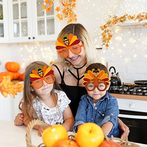 3 otters Thanksgiving Paper Glasses, 12PCS Turkey Paper Eyelasses Funny Party Glasses for Kids Adults Thanksgiving Party Favors