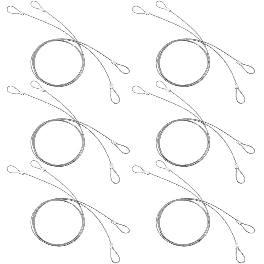GORGECRAFT 6Pcs 1m Stainless Steel Tethers with Loops Safety Stainless Coated Security Lanyard Tether Luggage Lock Safety Cable Wire Rope Strap for Action Camera Series Devices Loss Prevention