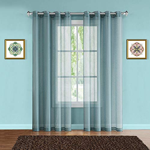 Warm Home Designs Pair of 2 Long Size 54" (Width) x 108" (Length) Dusty Blue Sheer Window Curtains. 2 Elegant Voile Panel Drapes are 108 Inch Wide Total - K Dusty Blue 108"