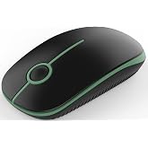 VssoPlor Wireless Mouse, 2.4G Slim Computer Laptop Mouse, Black and Green | Portable Mouse, Plug &amp; Play USB Nano Receiver, Quiet Silent Optical Mice for Notebook, PC, Laptop, Computer, Windows, Mac