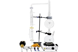 YUXUN YX 500ml Essential Oil Distillation Apparatus Lab Glassware Kits with Hot Stove Graham Condenser Separating Funnel Water Distiller Purifier 24/40 Joint (500ml)