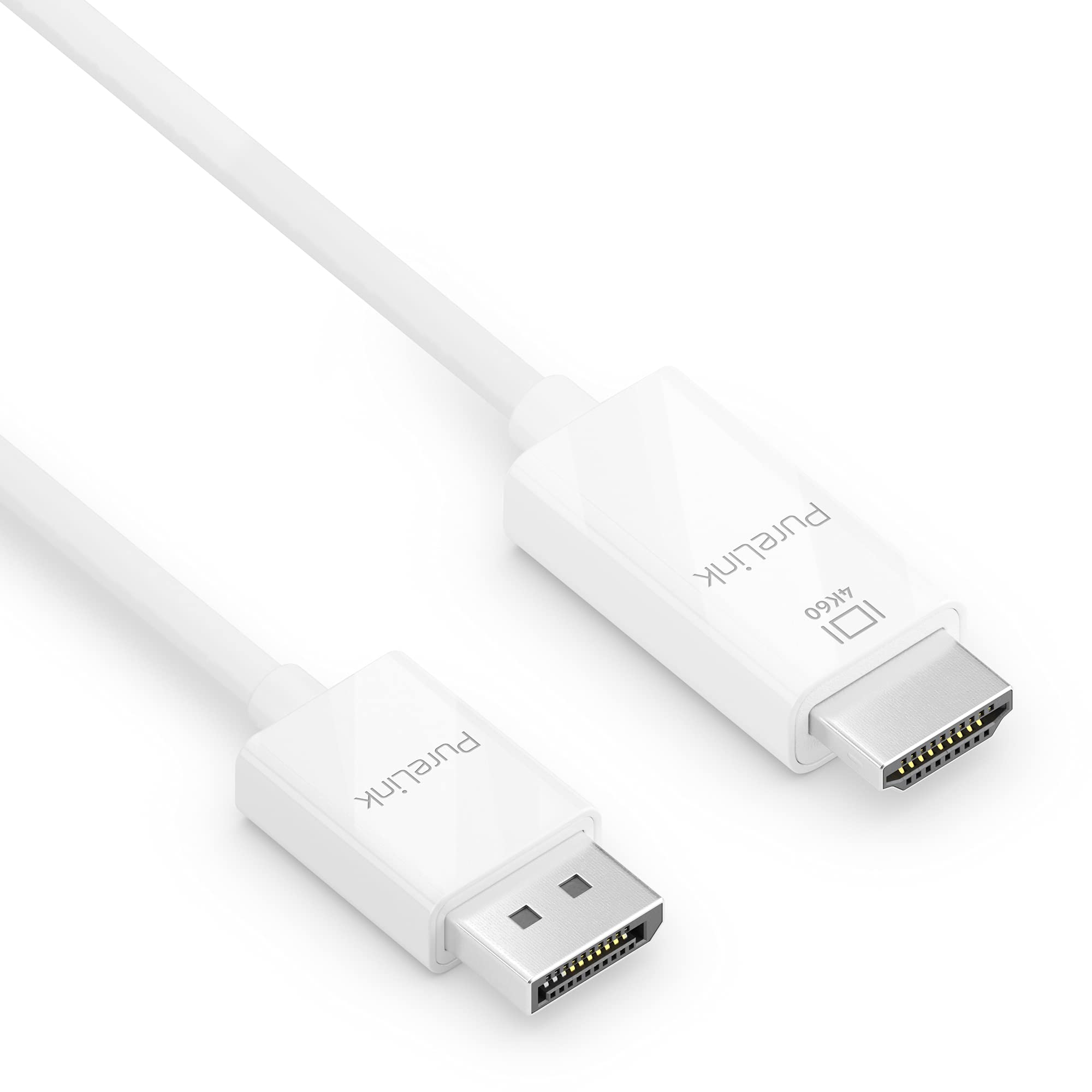 PureLink DisplayPort to High Speed HDMI Cable, 4K Ultra HD 60Hz, 18GB/s Bandwidth, Gold-Plated Connectors, 2.00 m, White