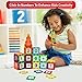 Magnetic Blocks 128 Piece Set - Magnetic Tiles for Kids, With Strong Metallic Rivets - 3D Various Magnetic Shapes that Build – TWO Magnet Car-Wheels & Click-in Numbers BONUS, Plus Storage Bag