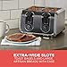 BLACK+DECKER 4-Slice Toaster, Traditional Square, Black with Stainless Steel Accents, TR1400SB