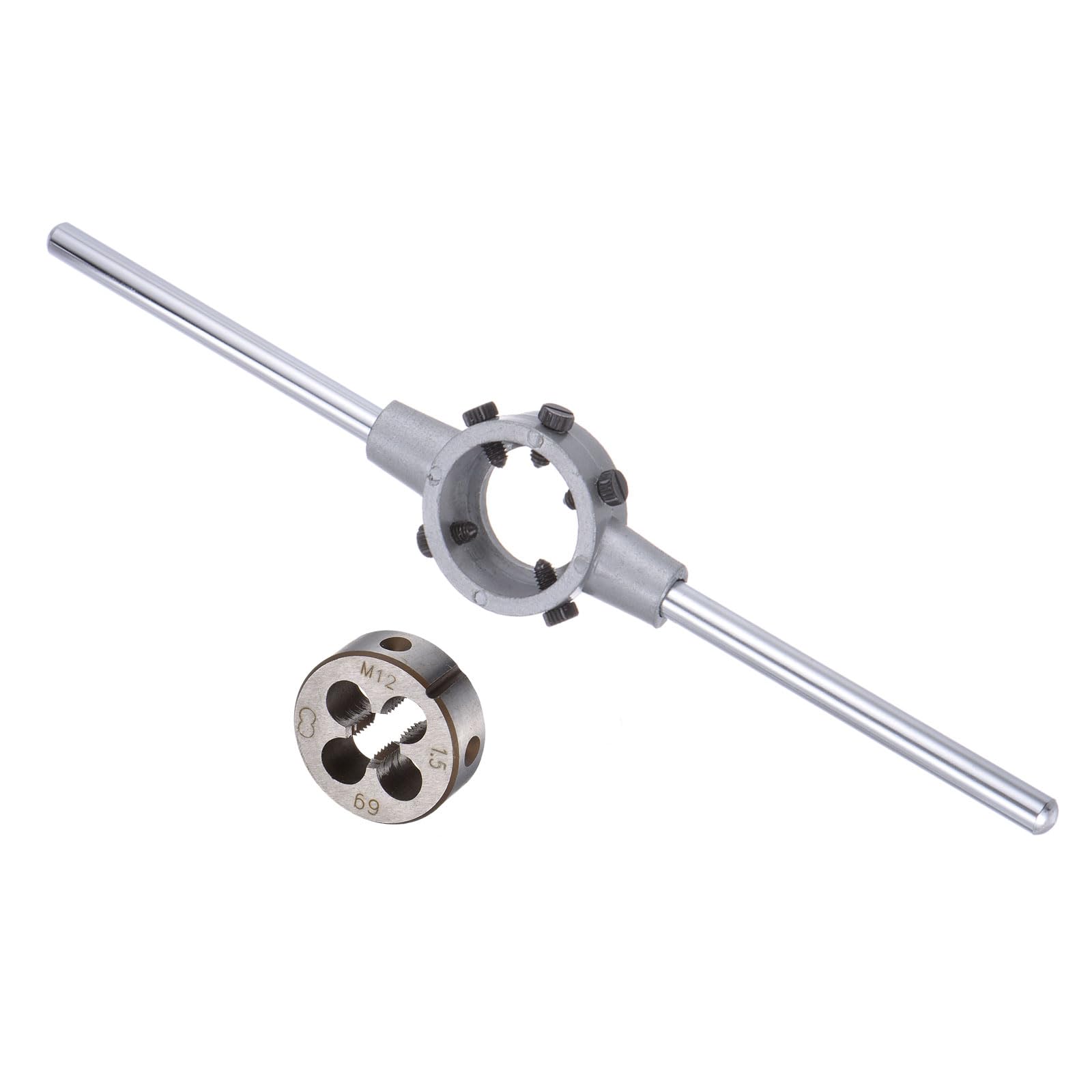 CoCud Die Stock Handle Set, M12x1.5 Thread Die & Fit 38mm OD / M12-M16 Die Wrench Tool Kit - (Applications: for Threading Repairing), 1-Set — image 1
