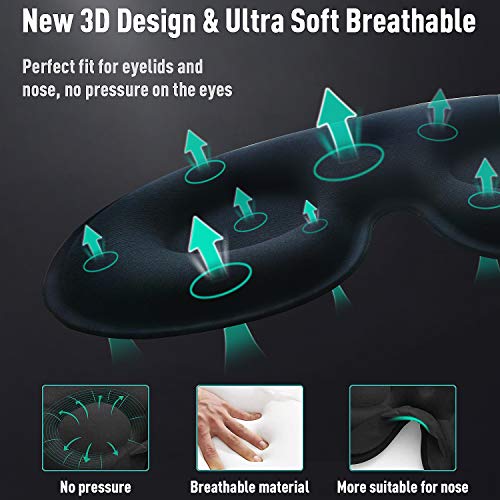 Sleep Mask,Sleeping Mask,Eye Mask for Sleeping Women & Men,Eye Covers,Upgrade 3D Design & Ultra Soft Breathable with Adjustable Strap,100% Blackout Eye Masks,Blindfold for Completely dark Hohiyo-Black