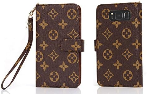 For Samsung galaxy s 6 7 8 + plus note Luxury Famous Deluxe Monogram Flowers Grid Leather Flip Filo Wallet Bag Card Cash Case Cover S (Flowers, Samsung galaxy s8 + plus)