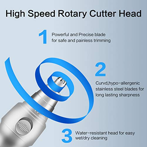 Nose Hair Trimmer - Jurgen K Professional Painless Nose and Ear Hair Trimmer Clipper Removal for Men&Women, Battery Operated, Mute Motor, Double-Edge Stainless Steel Blades - Thumbnail 4