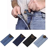 4 Pack Comfy Elastic Pants Waist Extender Strong Adjustable Pants Button Easy Fit, Adjustable Waistband Expanders for Men and Women, Jeans Pants Button Extender (4PC)