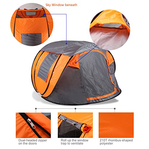 OILEUS XL Instant Pop Up Tents for Camping 56 Person Tent with Skywindow EasyupFast Pitch