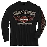 Harley-Davidson Little Boys' Tee, Long Sleeve Flames Bar & Shield, Black 1580605