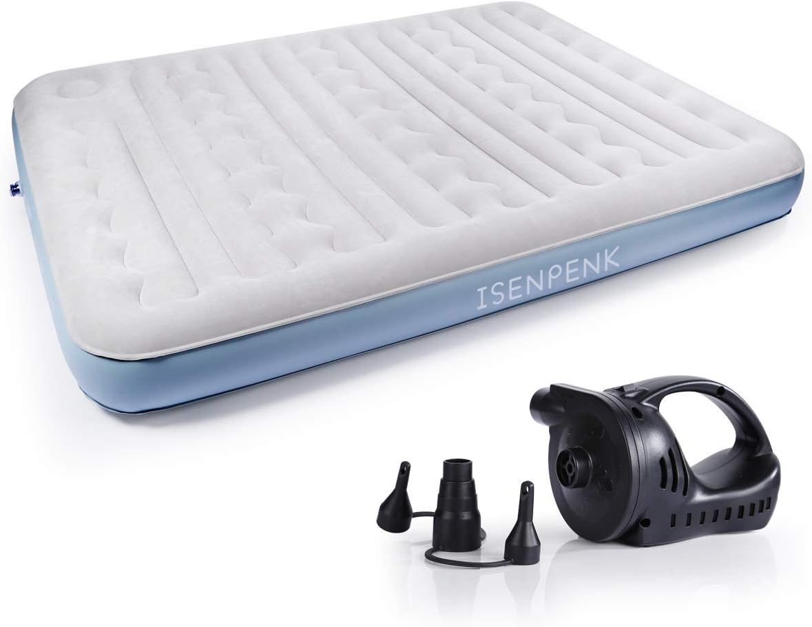 ISENPENK Air Bed Twin/Queen Size Air Mattress, Blow Up Mattress Raised Airbeds Inflatable Beds with Built-in Electric Pump, 22/18/9 inch Height for choice, 650/550lb Capacity, PVC Materials